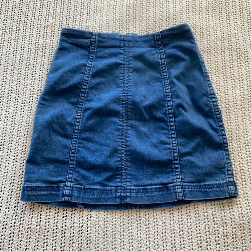 Free People Modern Femme Denim Mini Skirt Boho Cottagecore Sz 0